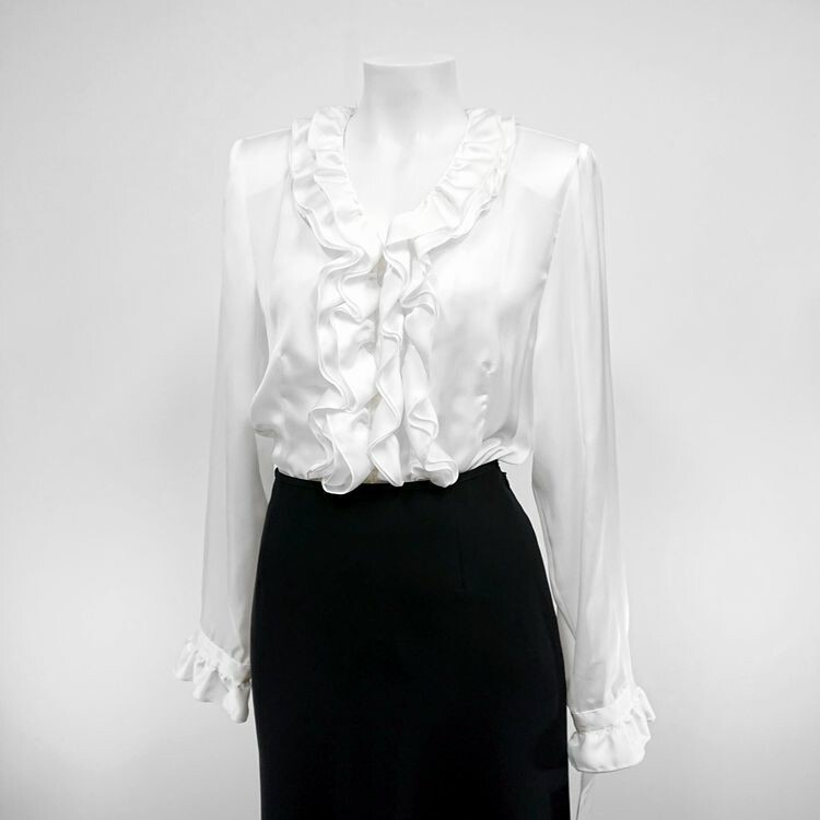 * formal blouse white 13 number double frill 