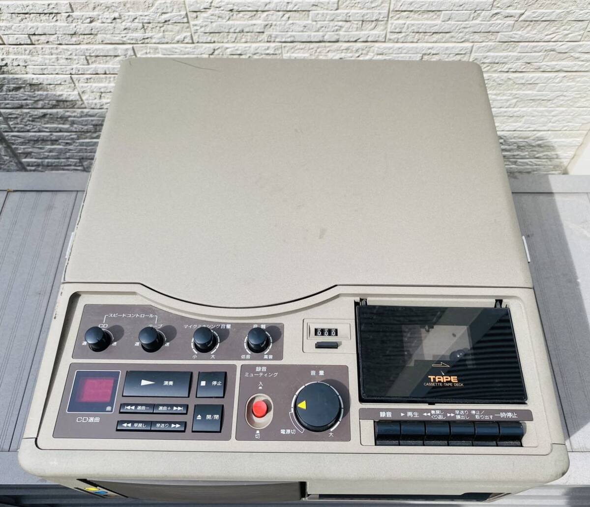 【昭和レトロ】Columbia GP-25 ポータブル電蓄 マルチプレーヤー コロムビア レコード CD カセットテープ オーディオ 日本製 通電確認済の画像2