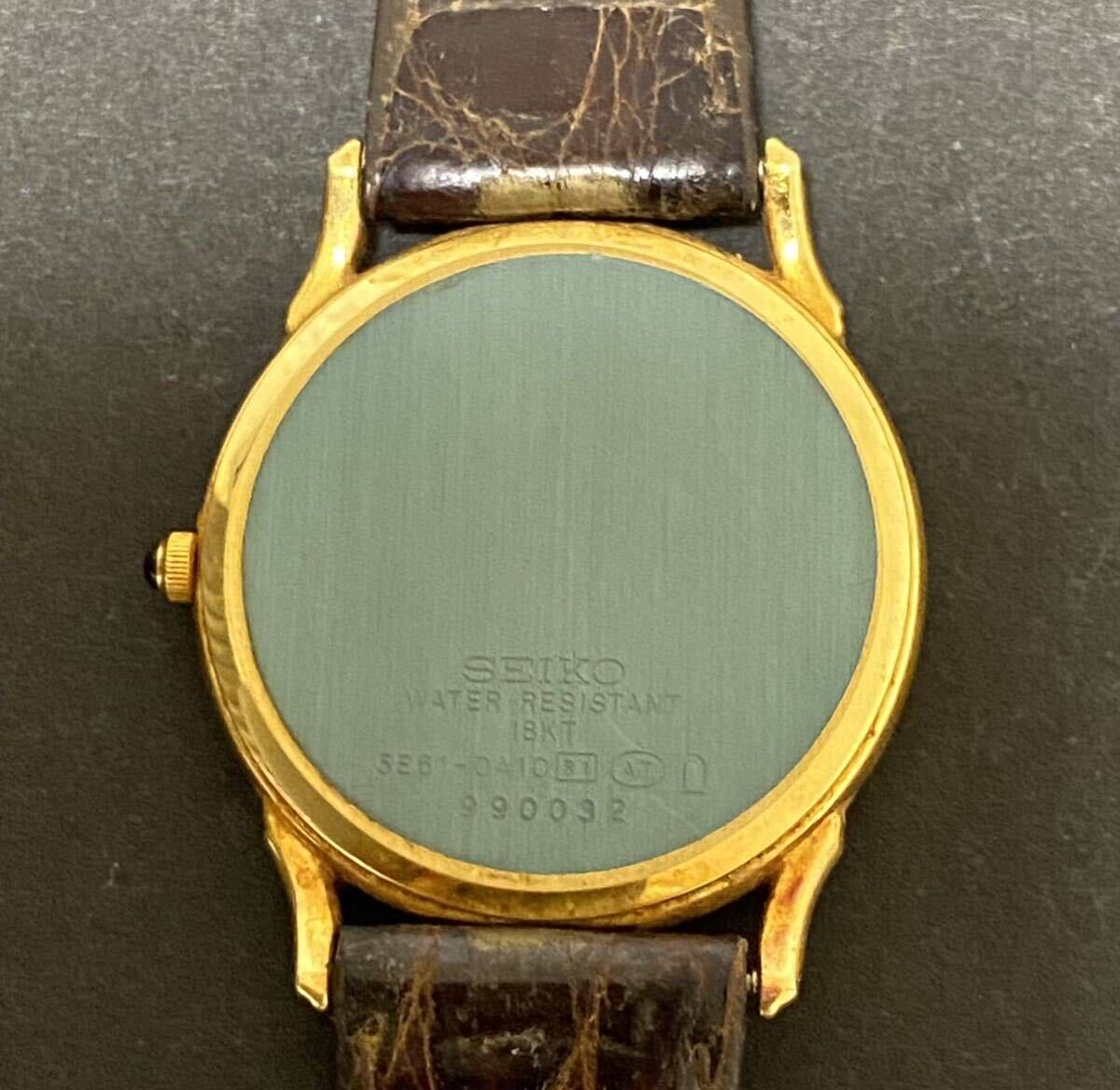【希少】SEIKO セイコー Dolce ドルチェ 3針 メンズ クォーツ 腕時計 『18KT』記載有 5E61-0A10 総重量31g 金無垢 18k 750 資産 未稼働品の画像4