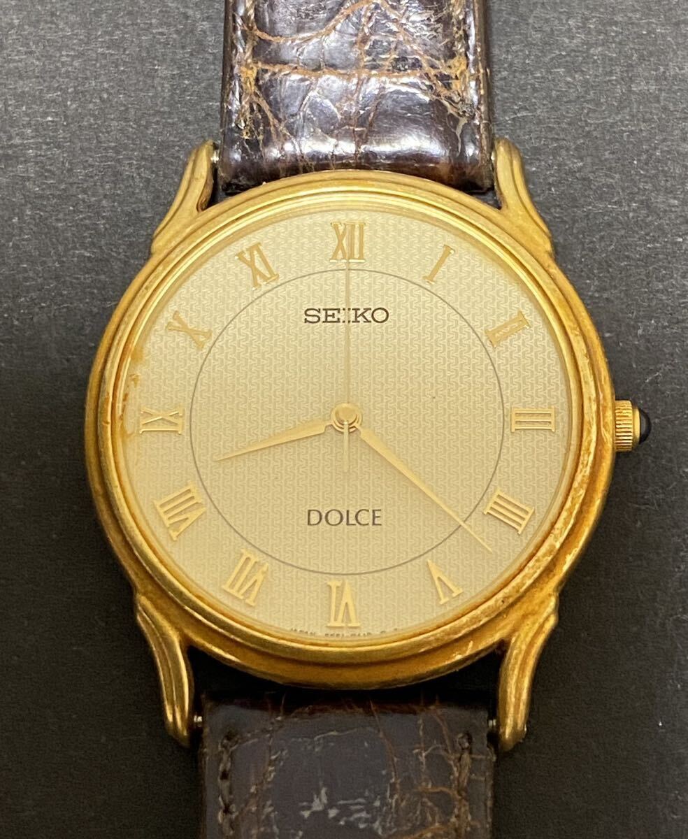 【希少】SEIKO セイコー Dolce ドルチェ 3針 メンズ クォーツ 腕時計 『18KT』記載有 5E61-0A10 総重量31g 金無垢 18k 750 資産 未稼働品の画像1