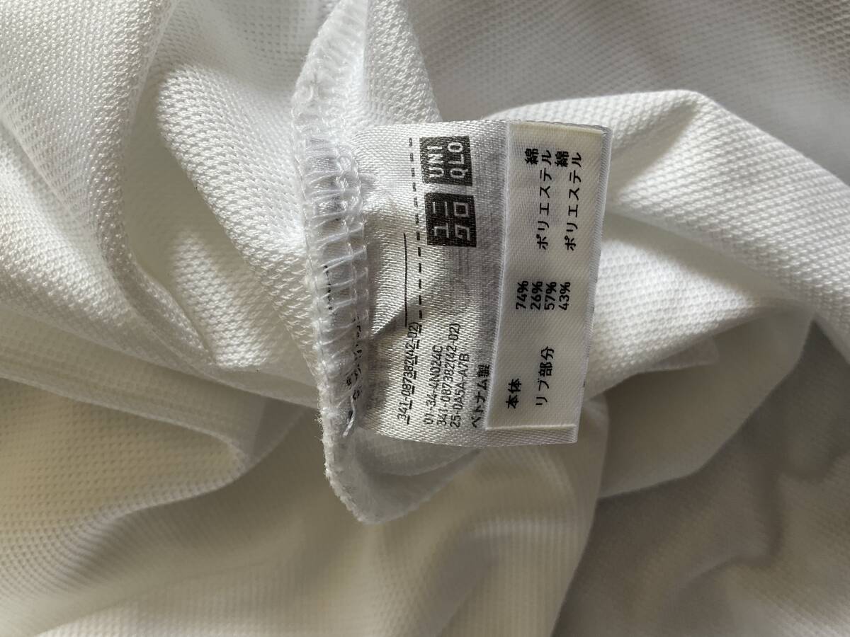 ユニクロ　UNIQLO ポロシャツ　　S エス　白　white 綿74%_画像3