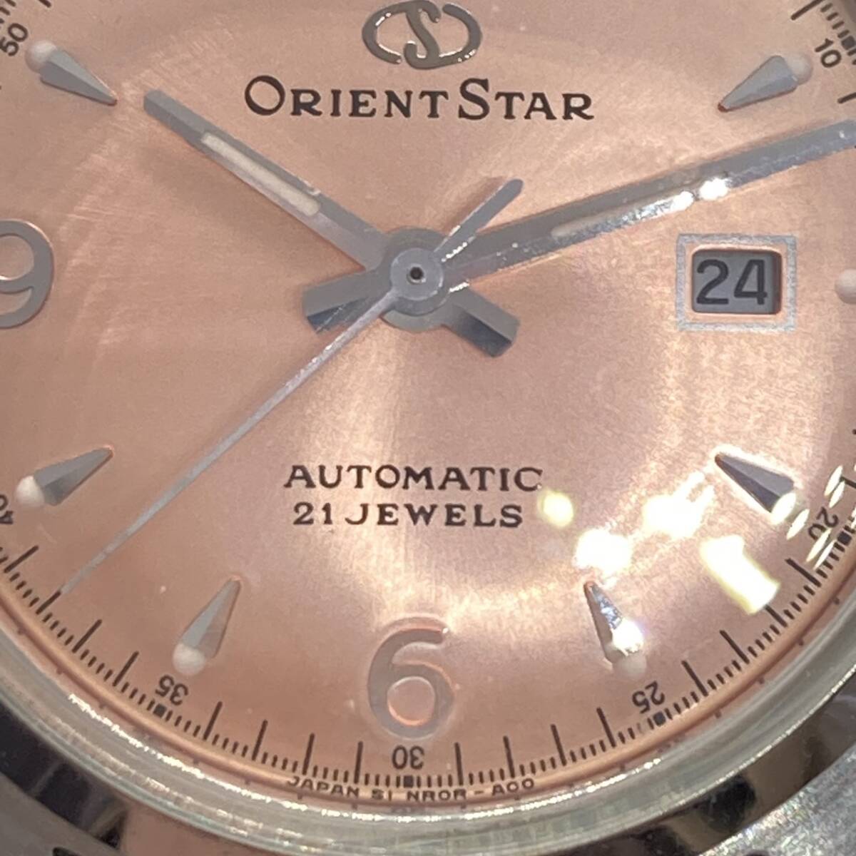 ◆稼働品【ORIENT STAR】 AUTOMATIC 21 JEWELS オリエントスター オートマ 自動巻き 機械式 カレンダー ピンクベージュ 腕時計 の画像3