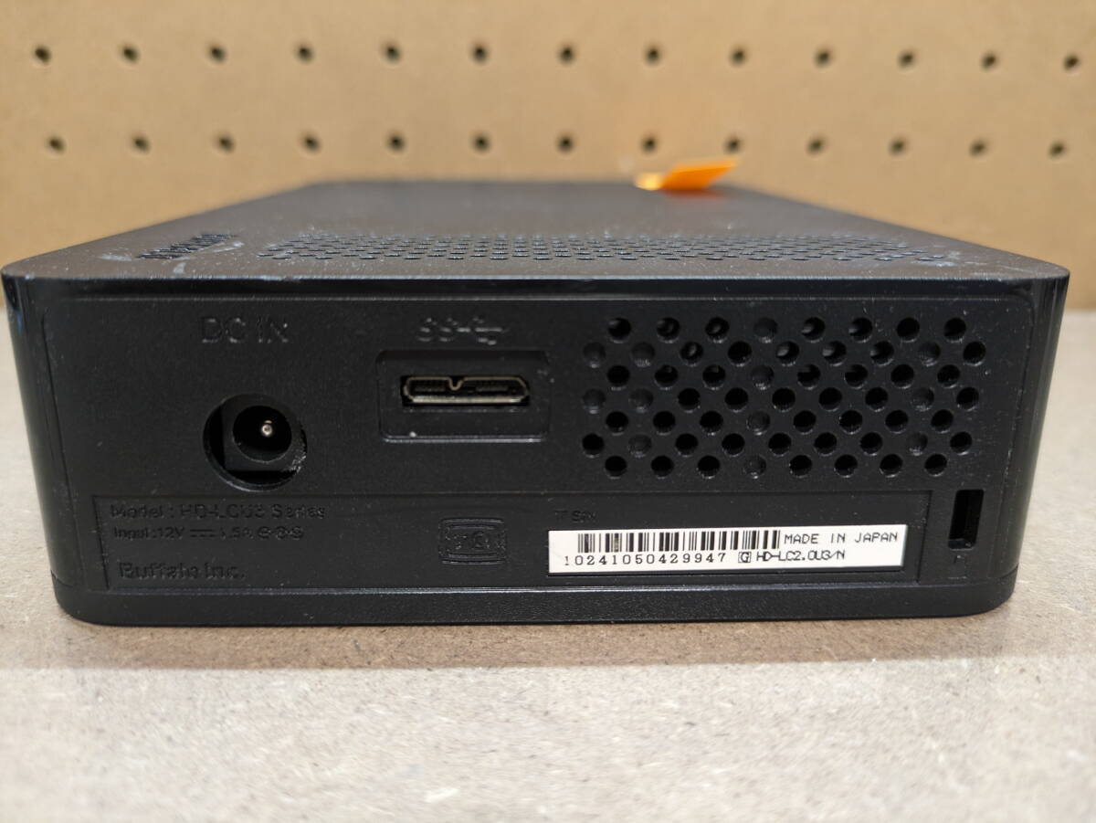 【A780】BUFFALO 外付HDD HD-LC2.0U3 2TB WDC製HDD搭載 正常判定品 ACアダプタ USBケーブル付属 低稼働品_画像4