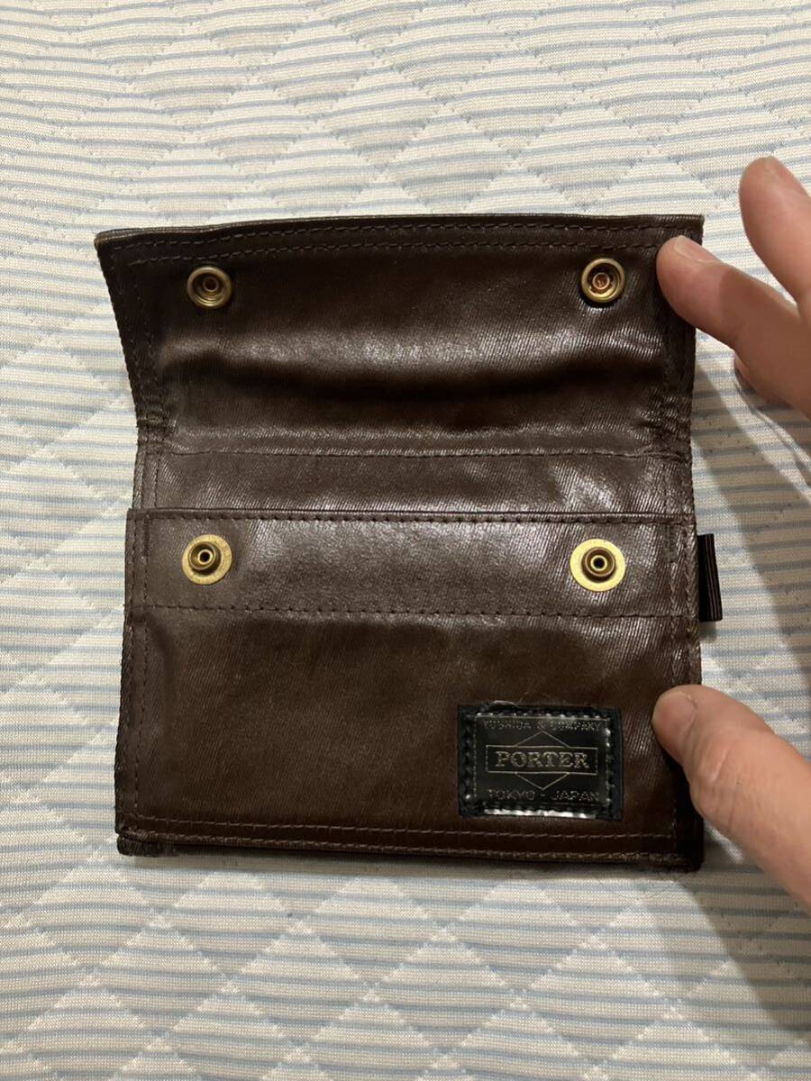 美品 PORTER ポーター 二つ折り財布 カードケース コインケース 小銭入れ ブラウン ウォレットの画像3