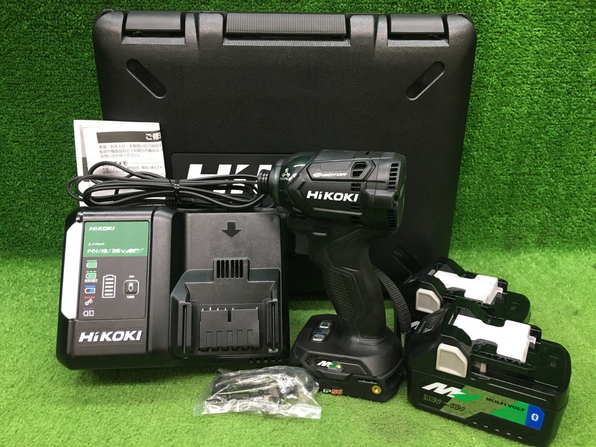 ①展示未使用品 HiKOKI ハイコーキ 36V 2.5Ah コードレスインパクトドライバ WH36DC(2XPBS) ※バッテリ2個+充電器セット