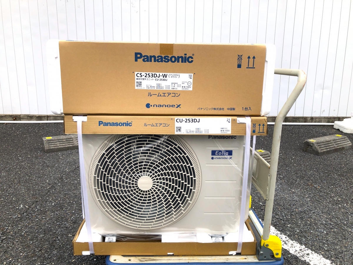 未使用品 Panasonic パナソニック 8畳用 100V nanoeX ルームエアコン CS-253DJ-W+ CU-253DJ-W ※2023年モデルの画像1