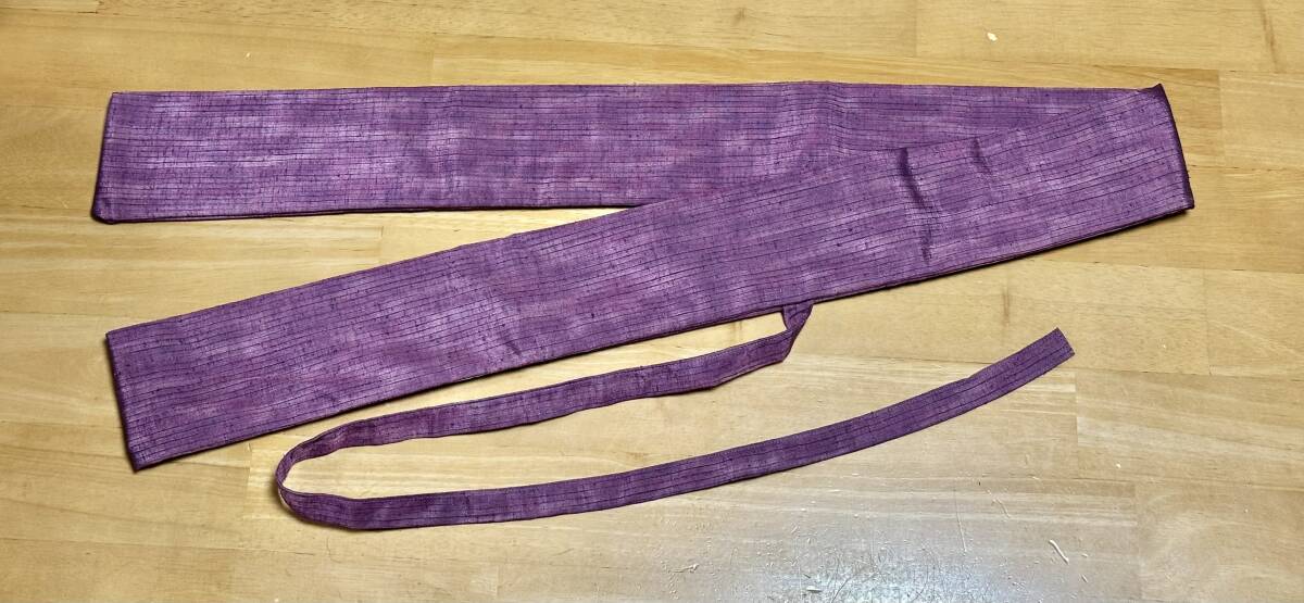 【長さ調整可】 紫の正絹絣(かすり)の白鞘袋 大刀向け 134cm 桜色の正絹裏地 刀袋 鞘袋の画像3