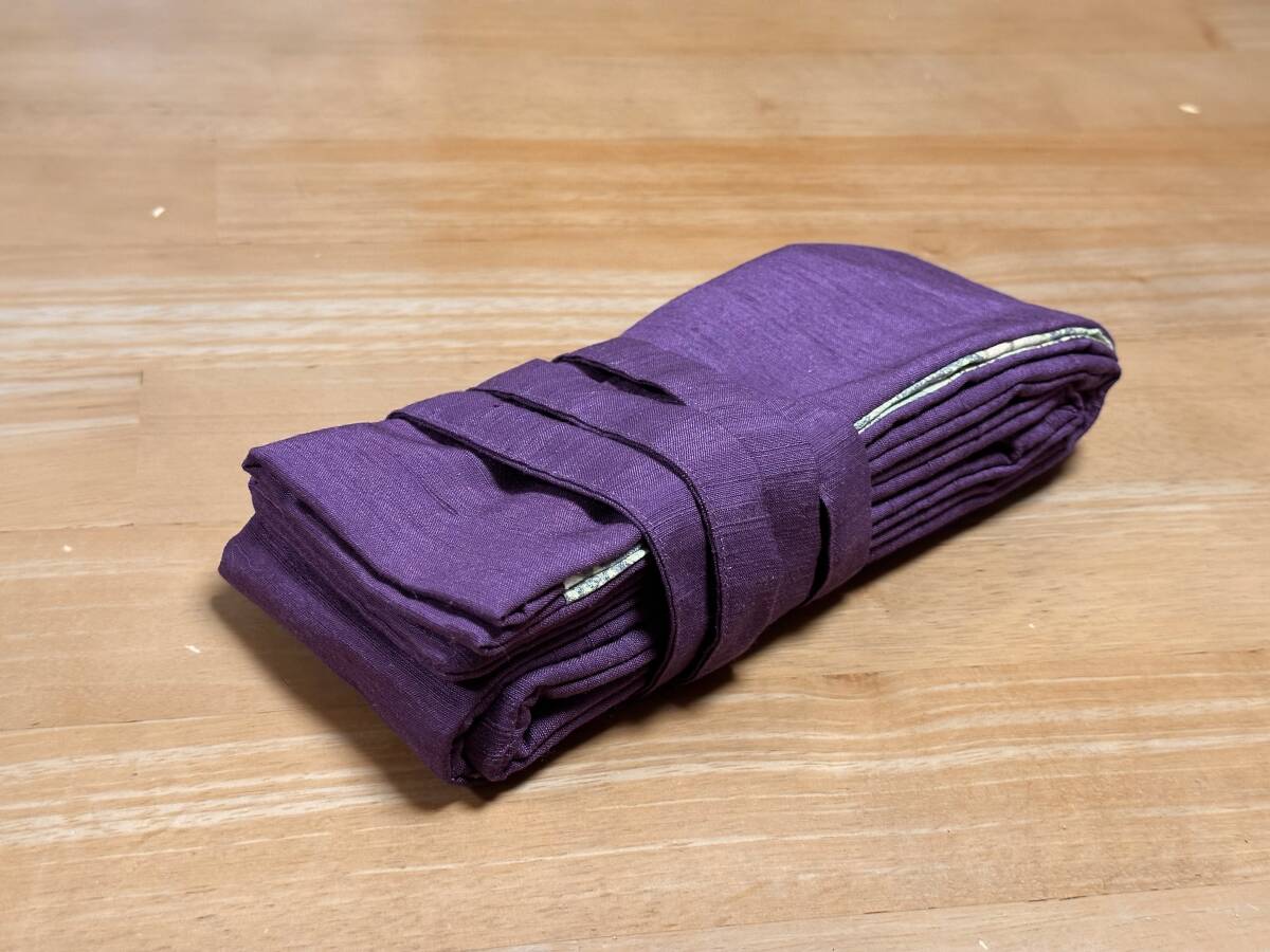 【長さ調整可】 紫の正絹紬(つむぎ)の白鞘袋 大刀向け 134cm 梅の正絹裏地 刀袋 鞘袋_画像3