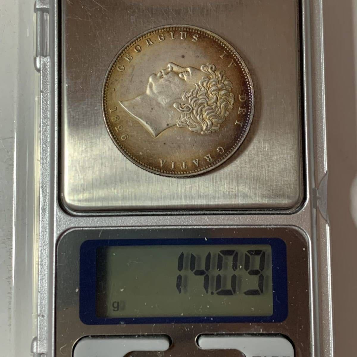 イギリス　 ジョージ4世 5ポンド　1826年　貿易銀 大型　硬貨 古銭 王冠　記念_画像5