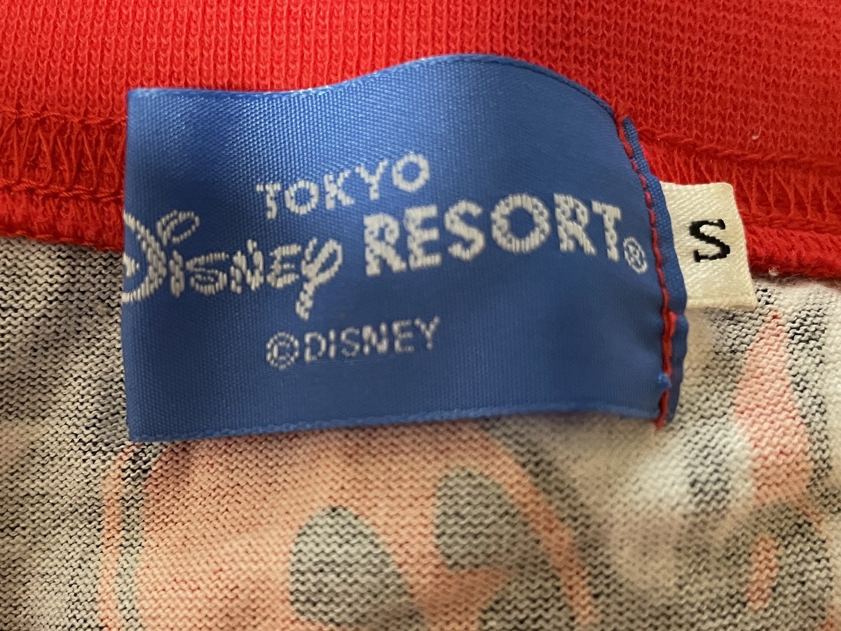 【激安 国内正規品】東京ディズニーリゾート Disney RESORT 限定 Mickey Mouse ミッキーマウス 総柄 プリント 半袖 Tシャツ S レッド系_画像6