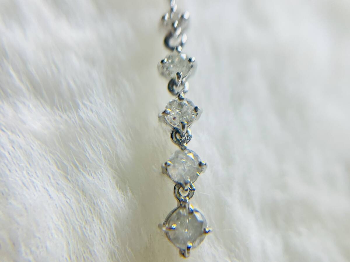 [240307-4T]【現状品】≪貴金属/アクセサリー≫K10WG台ダイヤジャーニーデザイン/計0.3ct/約0.52g/ホワイトゴールド/シルバー _画像3