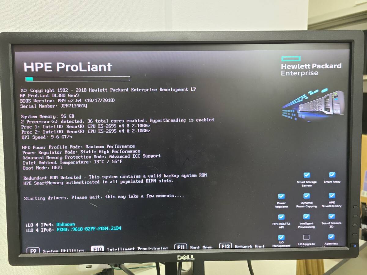 HP ProLiant DL380 Gen9 2x E5-2695V4 18core 2.10GHz 96GB 3x 300GB P440arの画像5