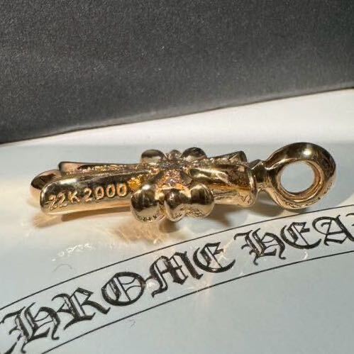 CHROME HEARTS クロムハーツ22k タイニーファットクロスパヴェダイヤモンド 22k ダイヤ PAVE/DAIA チャーム ネックレス 美品 の画像5