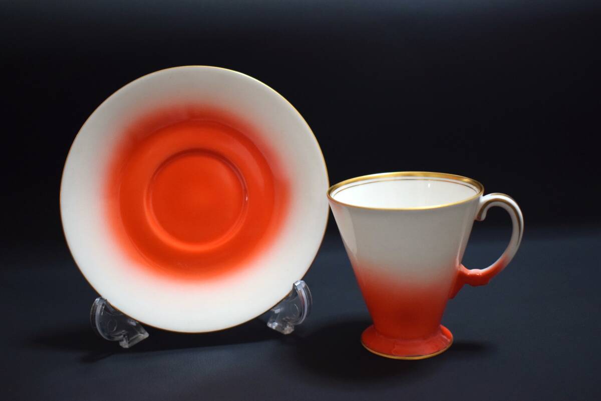 ノリタケ 則武 デミタス コーヒーカップ ペア 2客 オレンジ 三角 ノリタケ 則武 デミタス コーヒーカップ ペア 2客 オレンジ 三角
