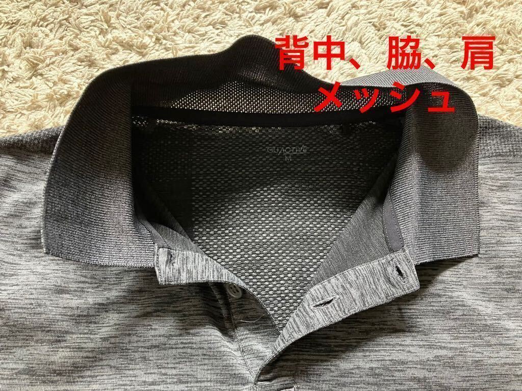 GU メンズM ポロシャツ 半袖 341-334412 グレー、ブラック ポリエステル100% 速乾_画像4