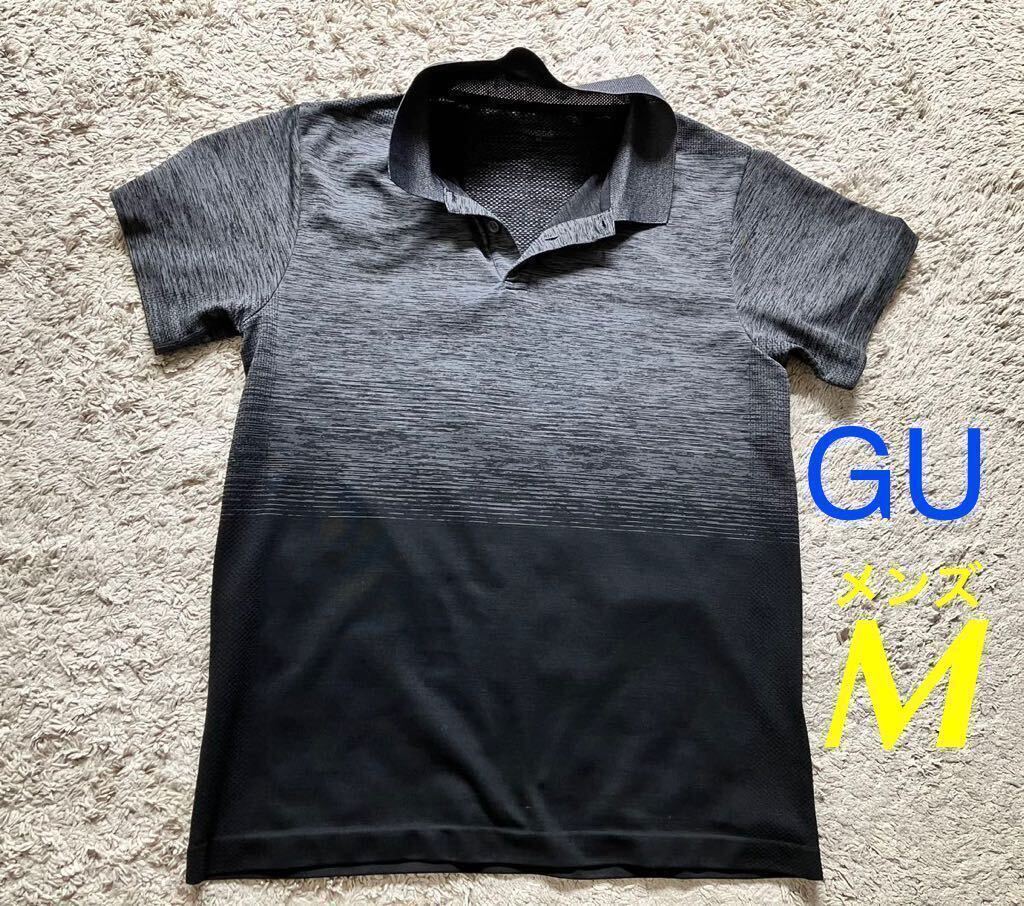 GU メンズM ポロシャツ 半袖 341-334412 グレー、ブラック ポリエステル100% 速乾_画像2
