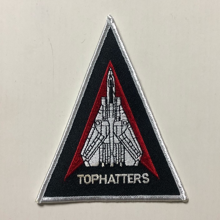 米海軍 VF-14 "TOPHATTERS" 航空機パッチ(三角形・F-14・黒)_画像1