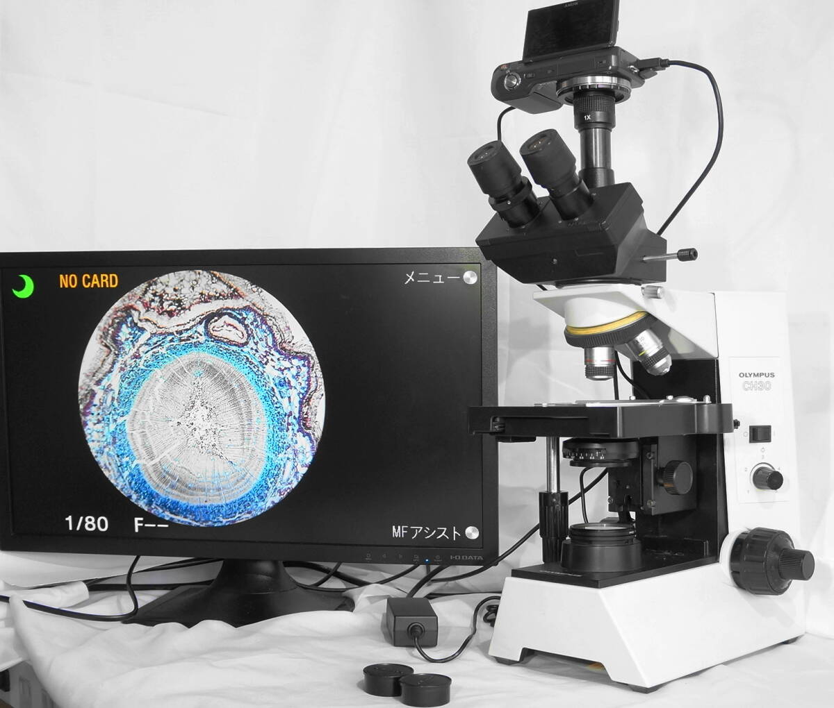  Olympus CH30 polarized light microscope Sony 1400 ten thousand pixels digital camera,20.7 -inch large monitor attached 