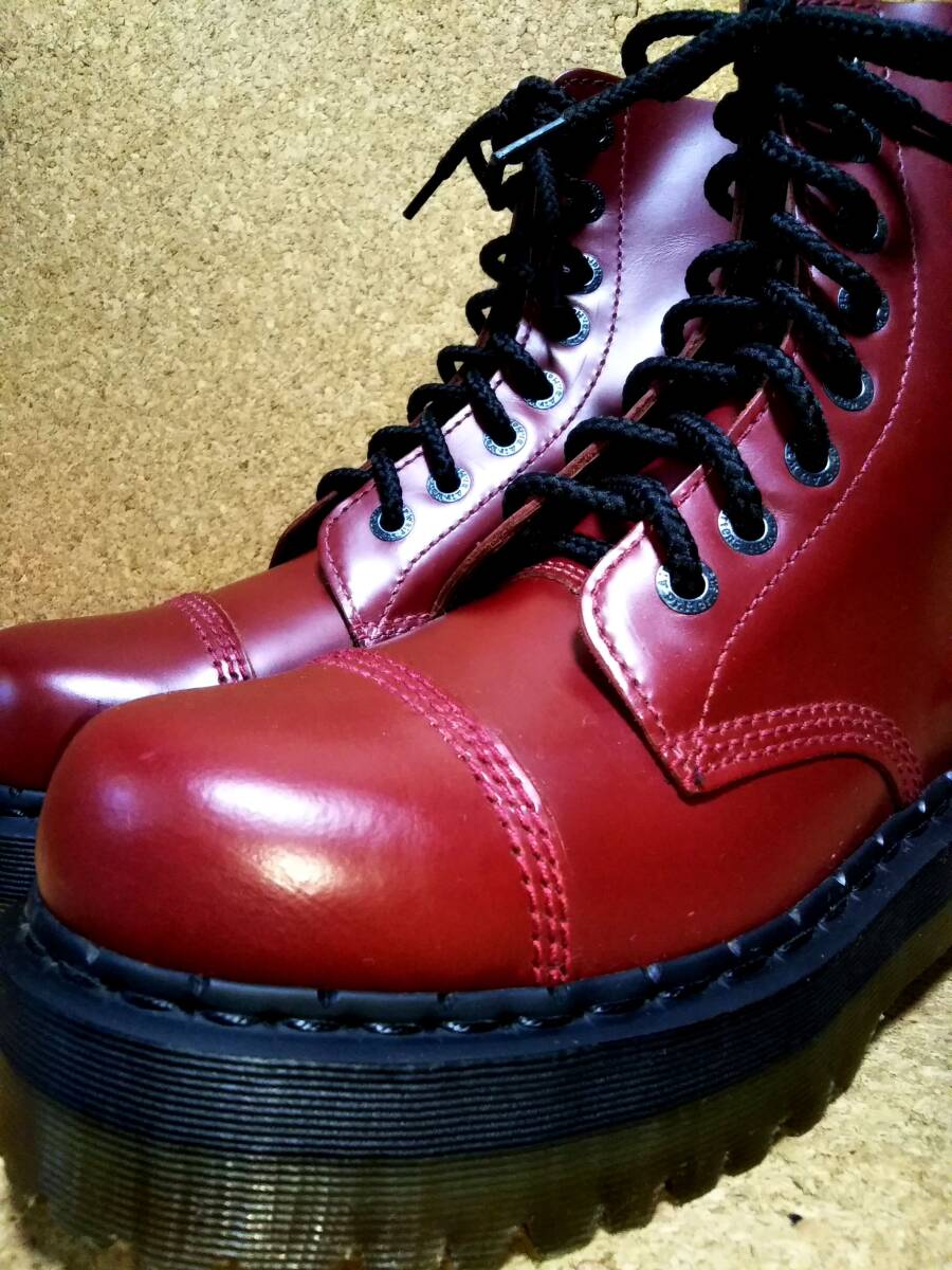 [Dr.MARTENS] Dr. Martens k Lazy bom2 8 hole boots UK9(28cm ) CRAZY BOMB Cherry red thickness bottom rare rare hard-to-find [ ultimate beautiful goods ]