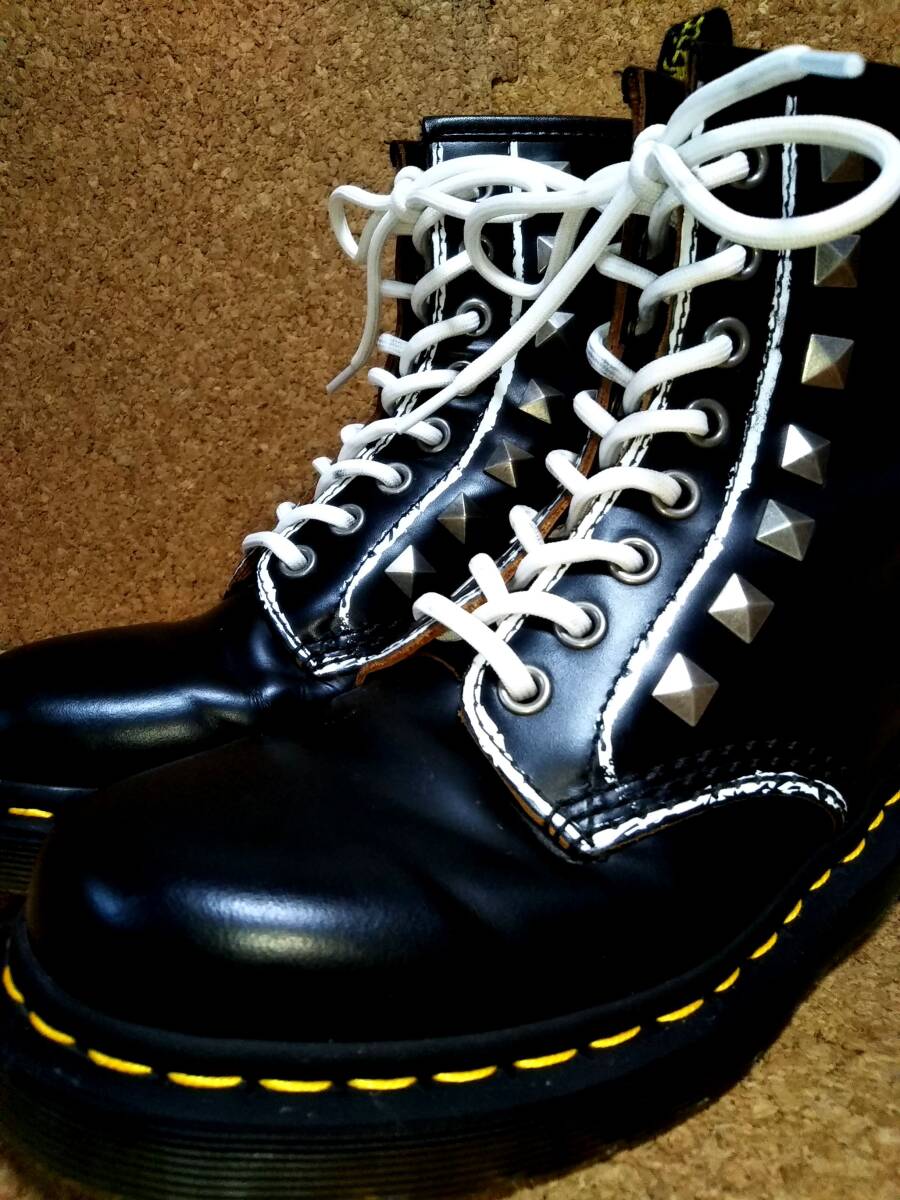 【Dr.MARTENS】ドクターマーチン 1460 STUD 8ホールブーツ UK4 (23cm ) 8EYE BOOT スムースレザー スタッズ ペイント【美品】