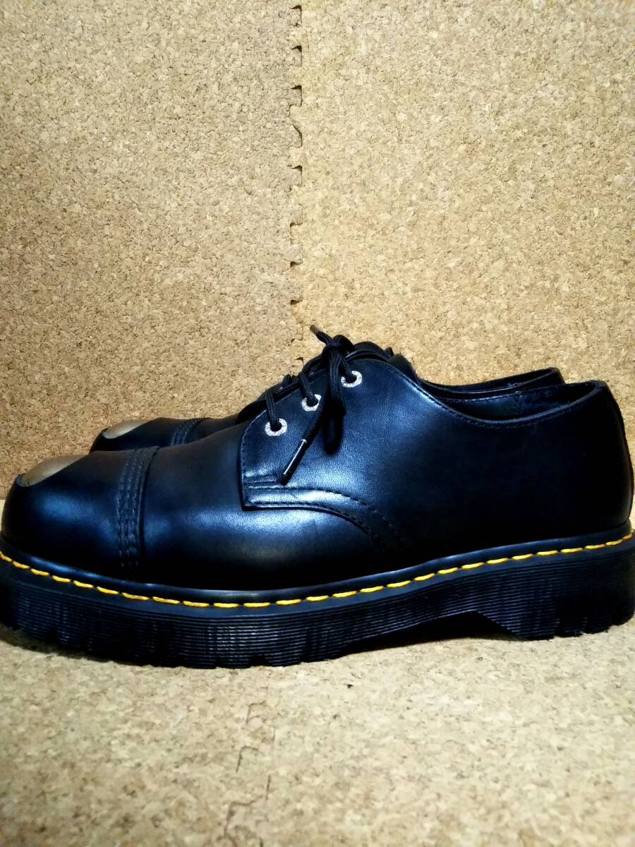 【Dr.MARTENS】ドクターマーチン 1925 スチールトゥ3ホールシューズ UK9 (28cm ) CORE BEX ブラック スチール剥き出し 希少レア【美品】_画像3