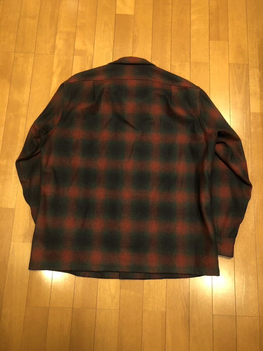pendleton XL ウール ボードシャツ オンブレ チェック ペンドルトン ビンテージ USA製 50s 60s 開襟シャツ _画像2