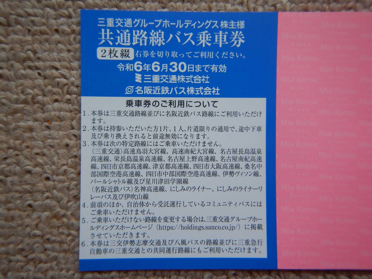 （1円スタート）三重交通グループホールディングス株主優待 共通路線バス乗車券2枚の画像2