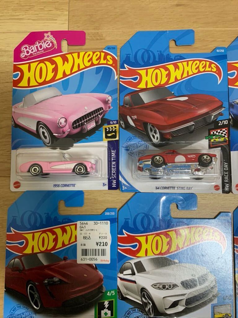 ホットウィール 8台セットHot Wheels ミニカー コルベットcorvette C1 C2 C3 シェルビー GT500 ポルシェ BMW C8 C7ホットウイール の画像2