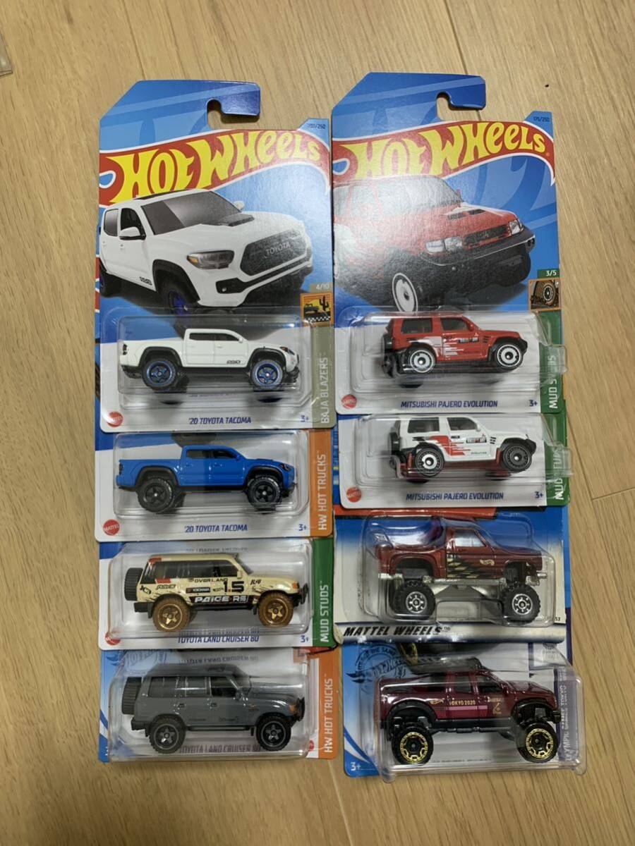 ホットウィール 8台セットHotWheels ミツビシ パジェロ ランドクルーザー ランクル 80 タコマ トヨタ タンドラ 日本車 ミニカー _画像1