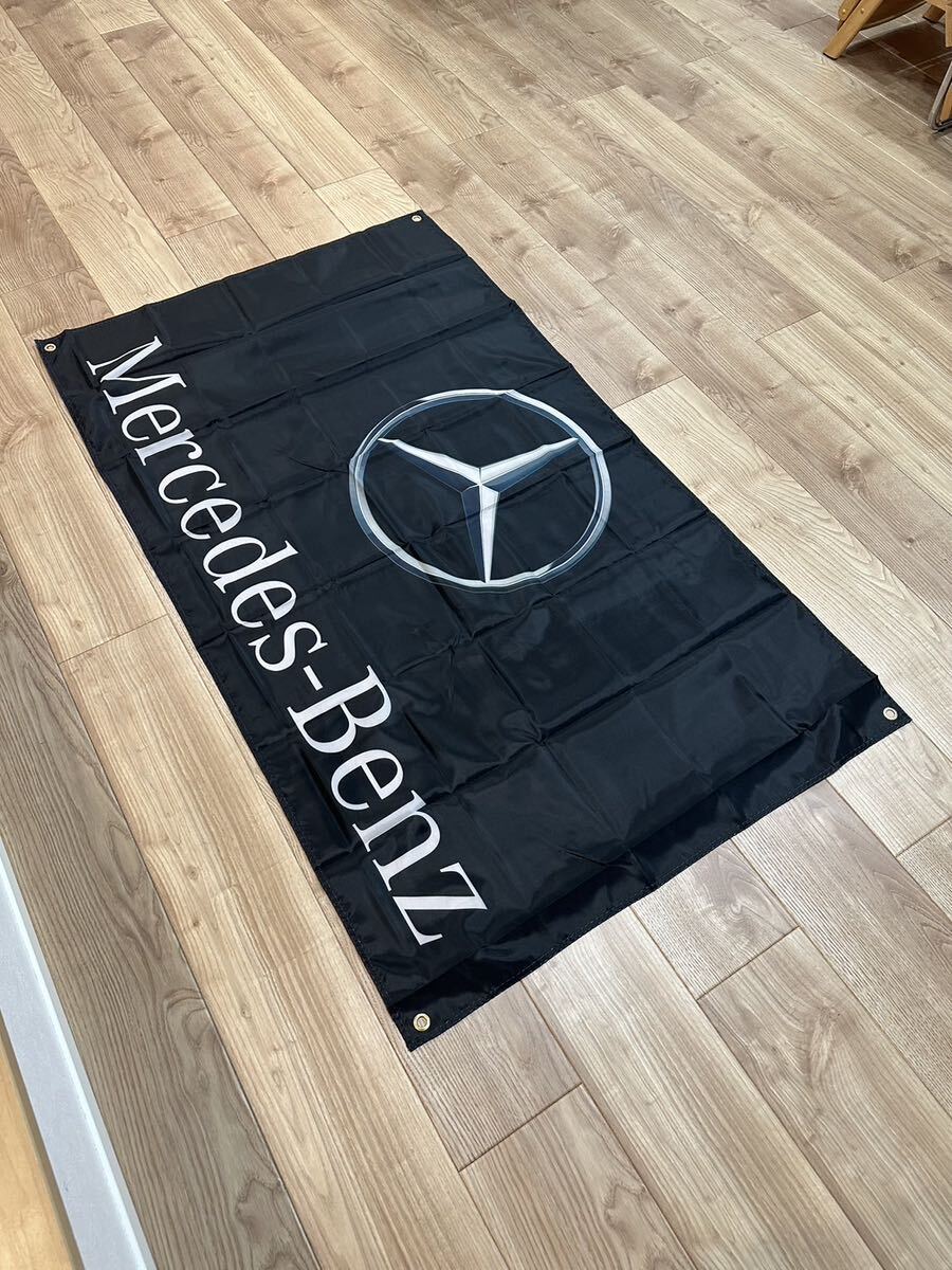 約150×90cm メルセデスベンツ 特大フラッグ バナー タペストリー 旗 ガレージ装飾 Mercedes-Benz ベンツ BMW 店舗装飾 AMG の画像2