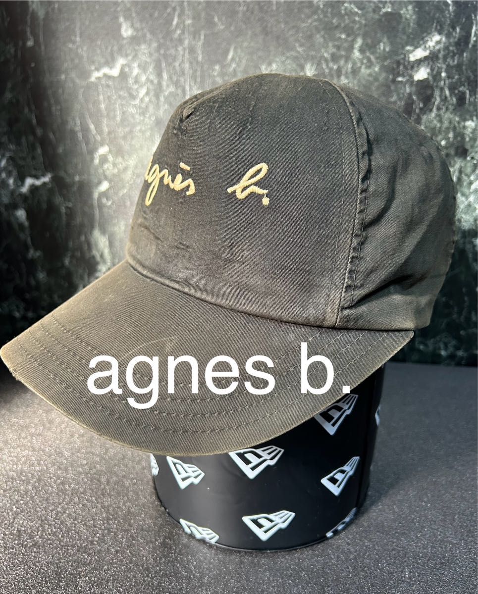 【特別最安値】アニエスベー agnes b. キャップ 帽子 ブラック 黒 正面ロゴ 米国製