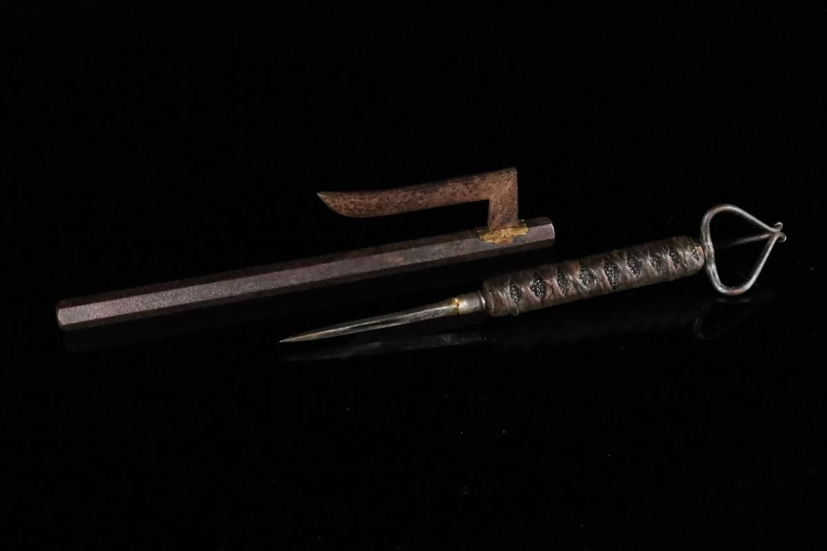  Edo era rare article . included 10 hand 36.2cm. leather cover pattern spear registration un- necessary era armor collector . warehouse goods [63181wi]