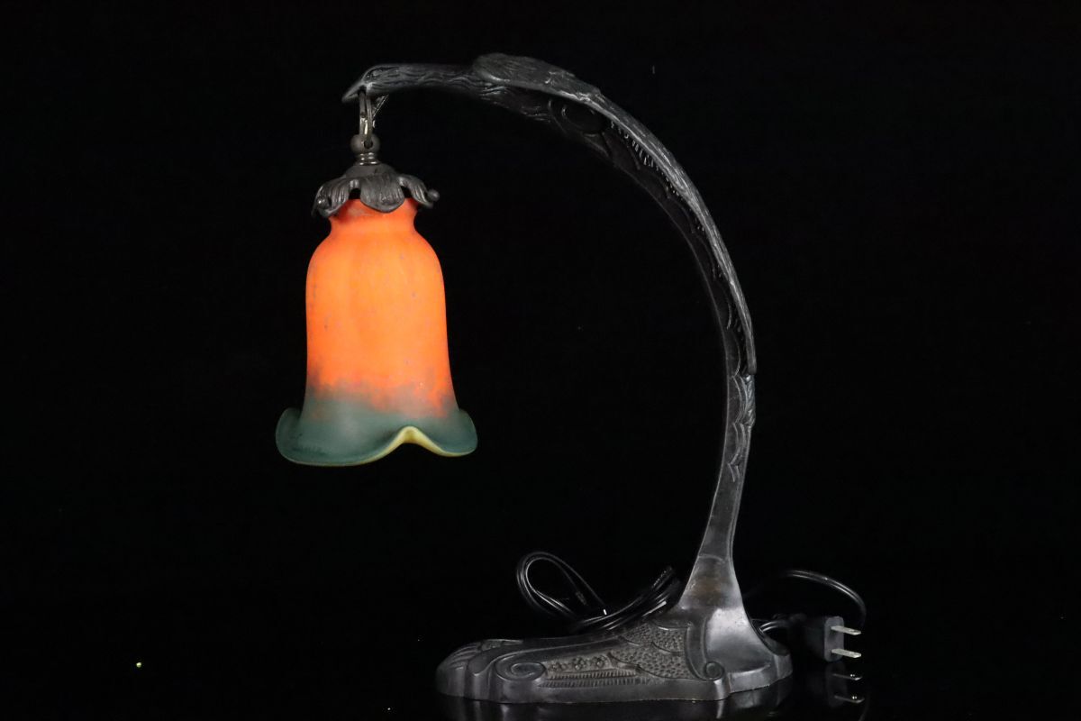 20 век первый голова Франция Muller Freres Luneville Mueller родственная настольный лампа античный [63141qy]