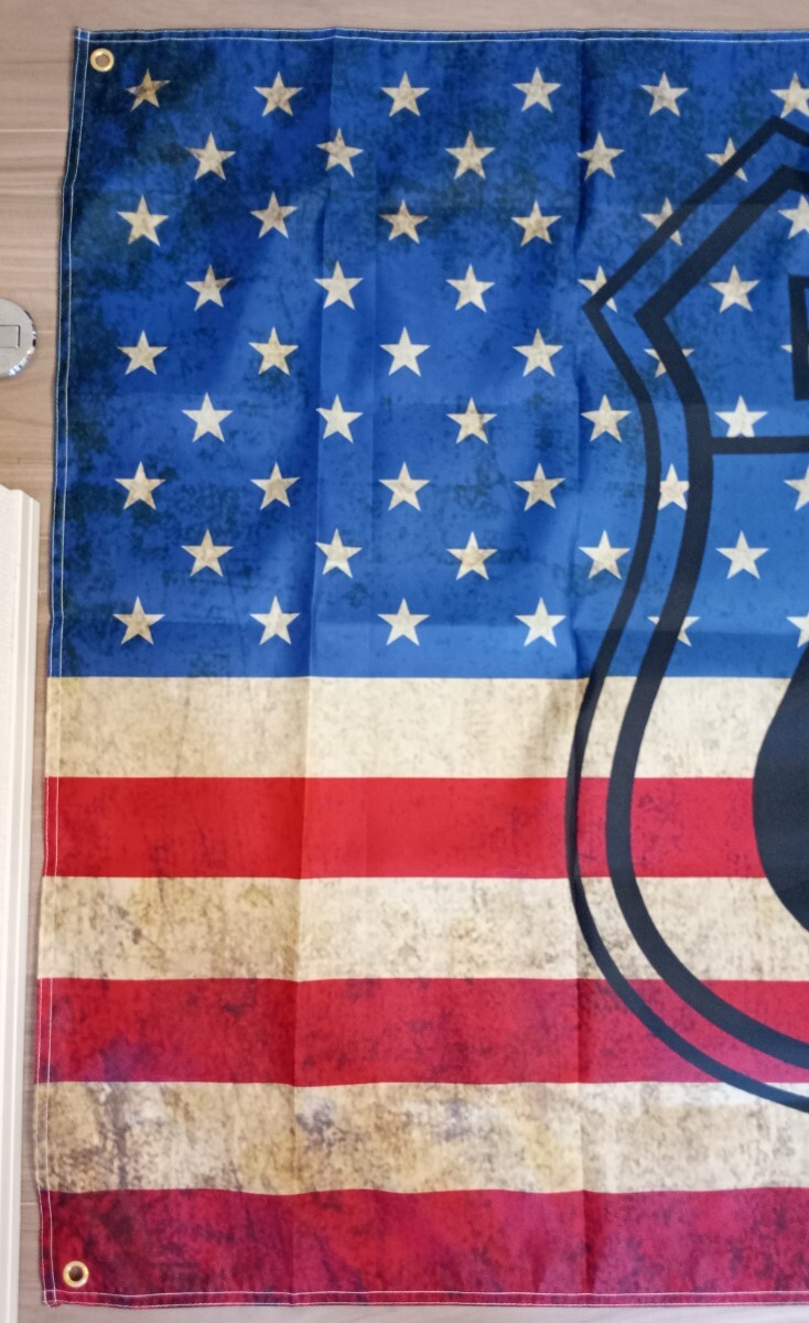 ルート66 特大フラッグ バナー 約150×90cm タペストリー 旗 ガレージ装飾 アメリカン アメ車 ホットロッド 国旗 壁紙装飾 アメリカン