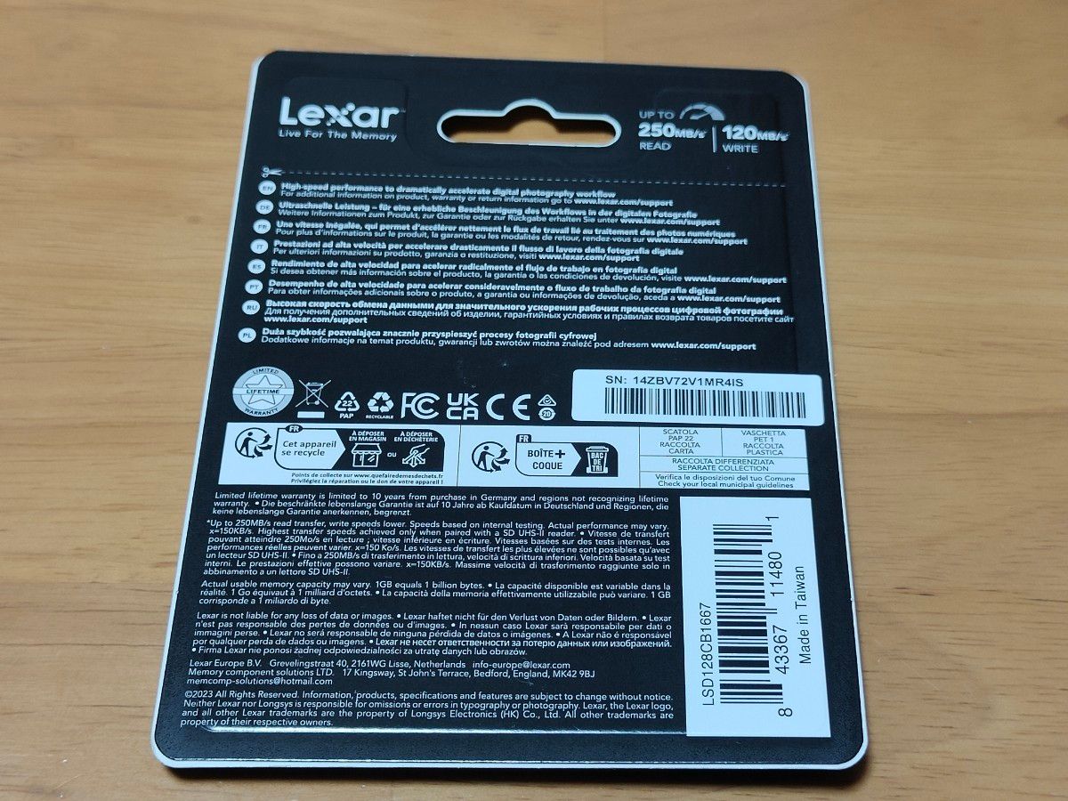 新品未開封 Lexar Professional 1667x LSD128CB1667 UHS-II SDXC V60 128GB