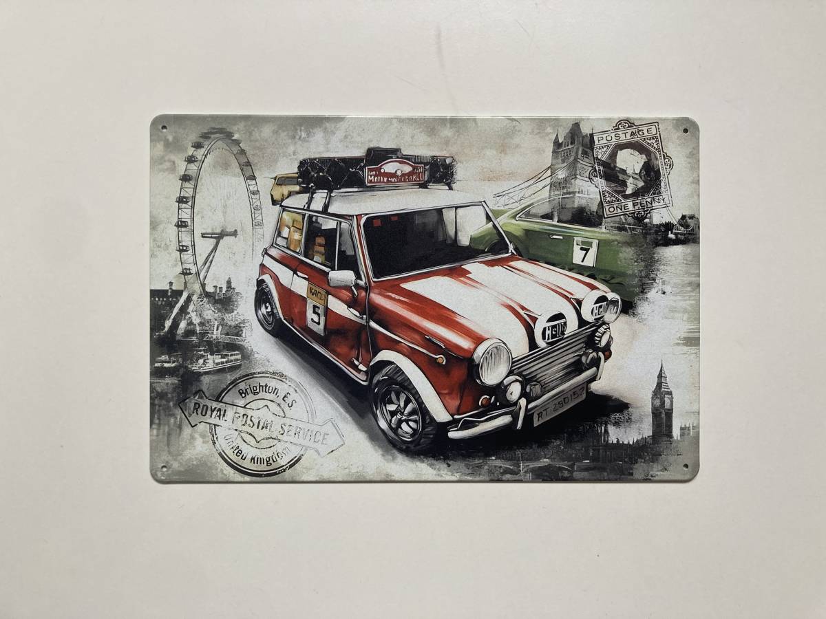 ブリキ看板 20×30㎝ ミニ・クーパー Mini Cooper BMW 車 プレート アメリカンガレージ インテリア 新品 P-064_画像1