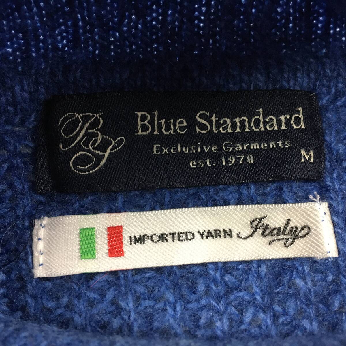 # имеющий отношение. Италия производства шерсть * один раз только "надеты" / как новый [Blue Standard/ голубой стандартный ] средний мера *ta-toru шея вязаный / свитер синий 