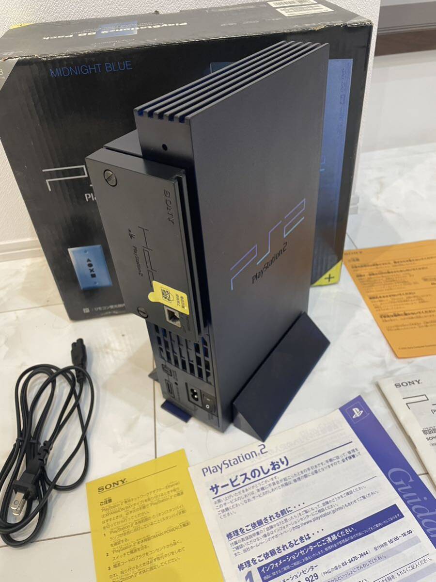 【通電OK】PlayStation2 BB Pack ミッドナイトブルー　SCPH-50000 MB/NH プレステ2 PS2 箱付き SONY 現状品 コントローラー 無し 4060260_画像2