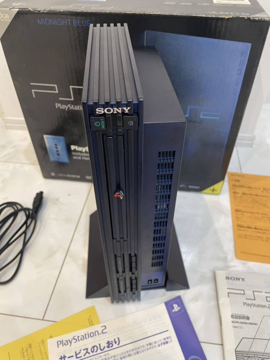 【通電OK】PlayStation2 BB Pack ミッドナイトブルー　SCPH-50000 MB/NH プレステ2 PS2 箱付き SONY 現状品 コントローラー 無し 4060260_画像4