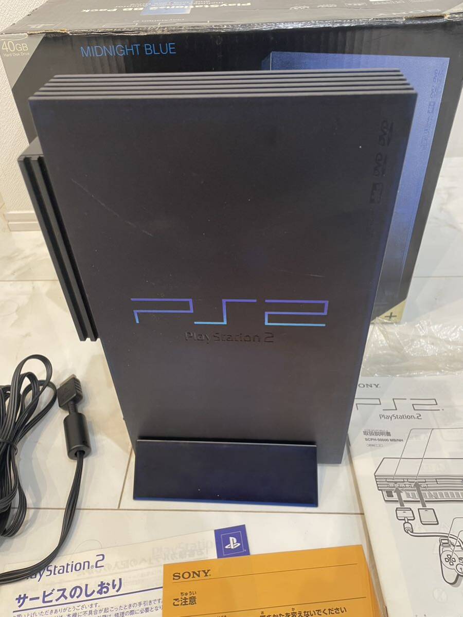 【通電OK】PlayStation2 BB Pack ミッドナイトブルー　SCPH-50000 MB/NH プレステ2 PS2 箱付き SONY 現状品 コントローラー 無し 2754891_画像2
