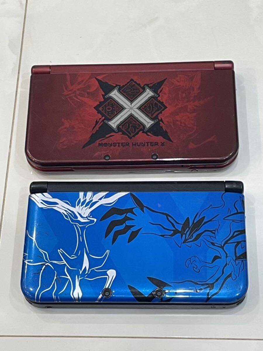 任天堂 ニンテンドー New Nintendo 3DSLL RED-001 モンスターハンター SPR-001 ゼルネアス イベルタル ブルー 2台 まとめ売り ジャンク #L_画像1