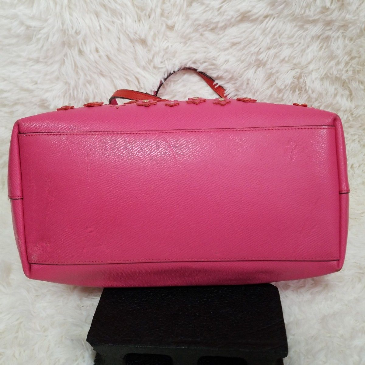 COACH コーチ フローラル アップリケ スタッズ レザーカット トートバッグ F37651