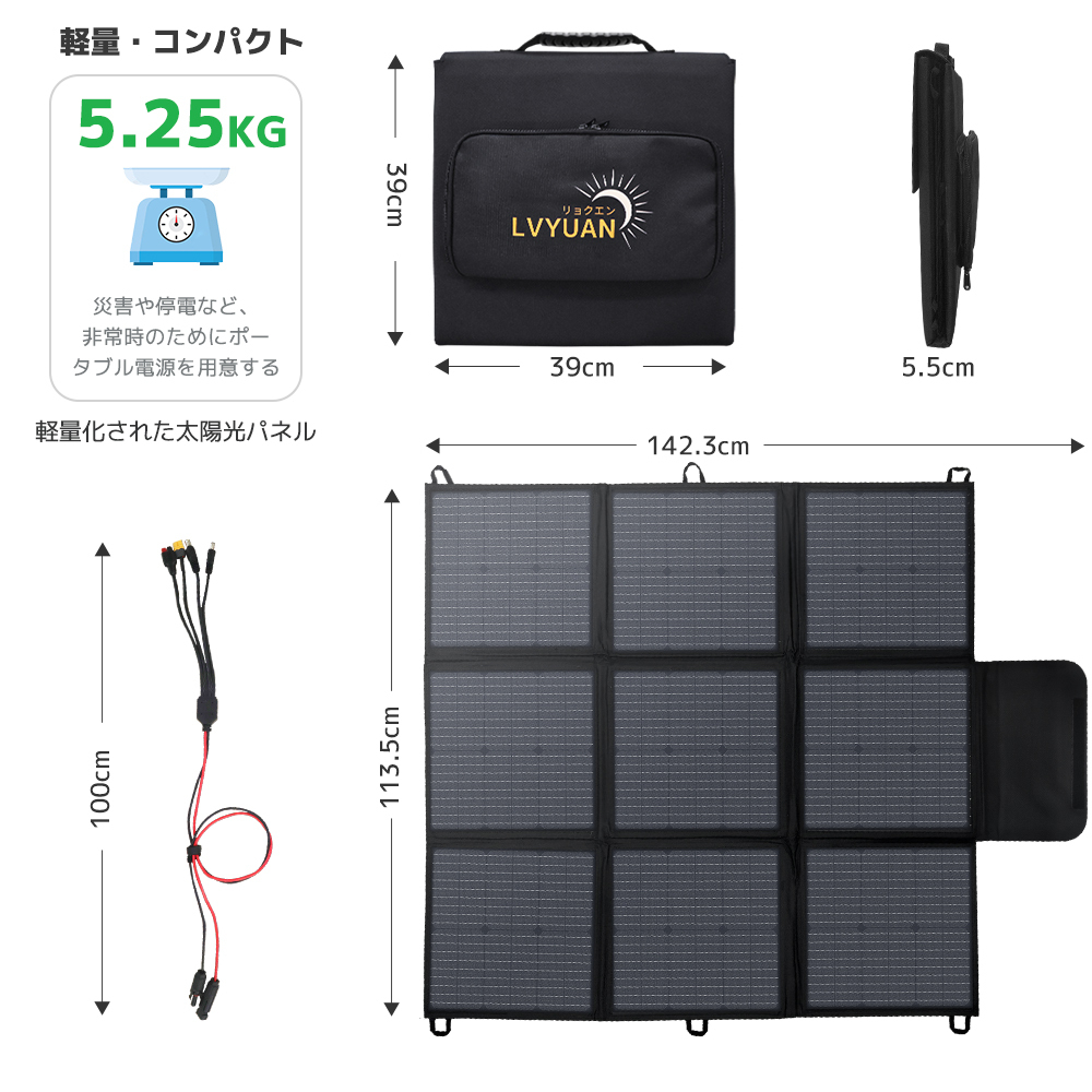 新品 ソーラーパネル 200Ｗ 折りたたみ式ソーラーチャージャー 変換効率22% 並列接続可能太陽光パネル キャンプ 防災非常用電源 LVYUAN_画像9