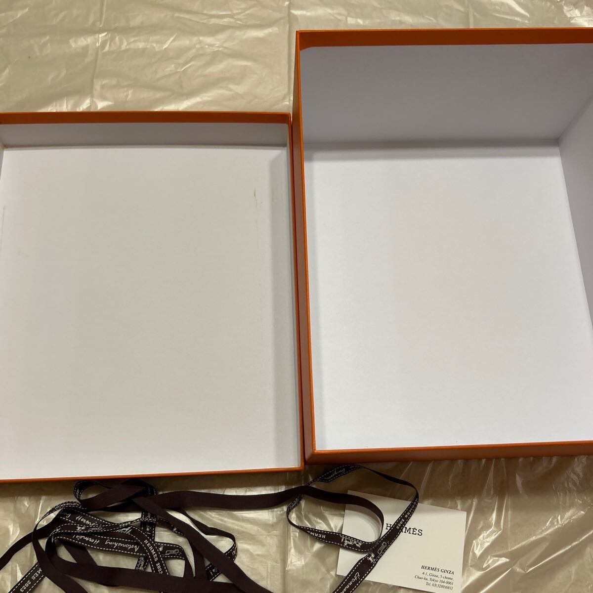 2023 エルメス バーキン25 空箱 32×28×16 空き箱 化粧箱 BOX バッグ 現行品 リボン バーキン ショップカードの画像3