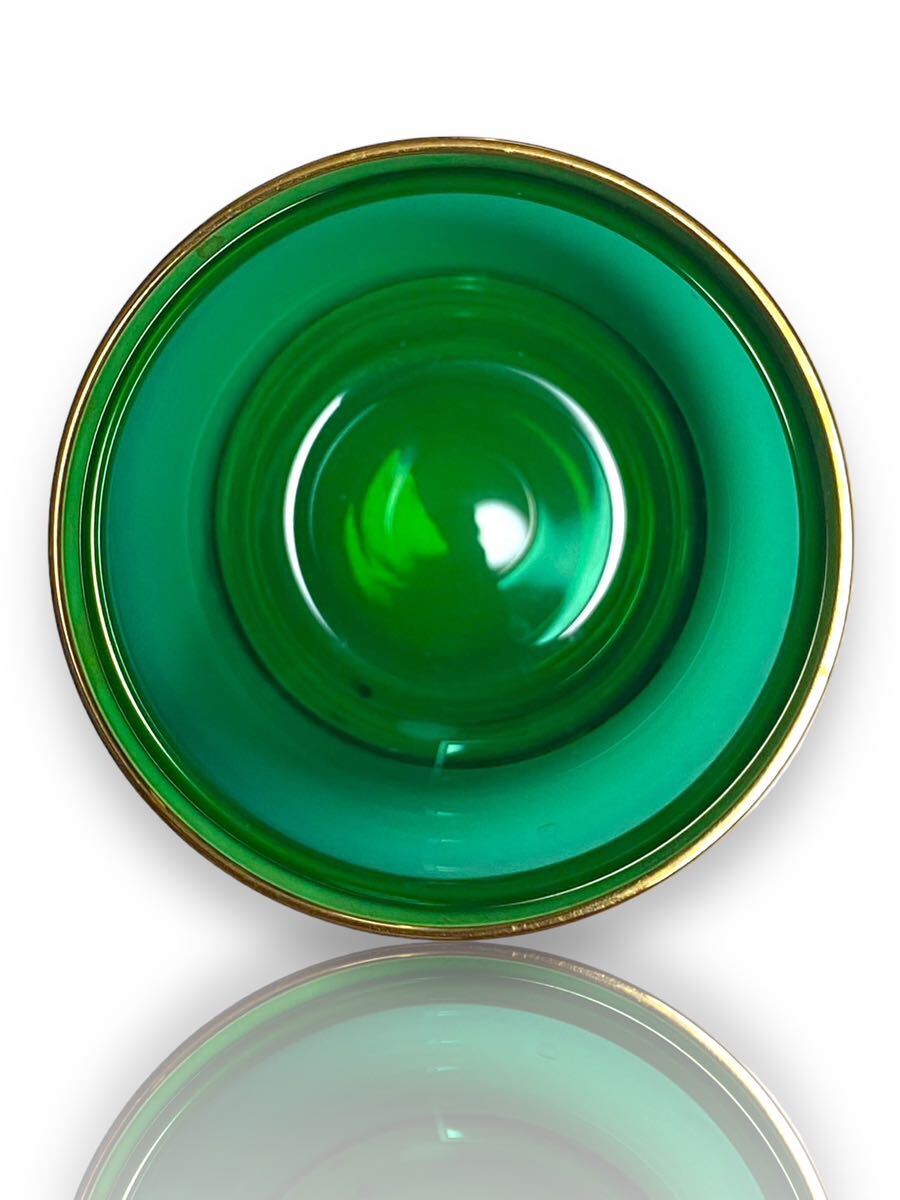 1円スタート Bohemia ボヘミア Crystal Glas クリスタルガラス ロックグラス Rock Glass 金彩 グリーン Green 緑 2点セットの画像5