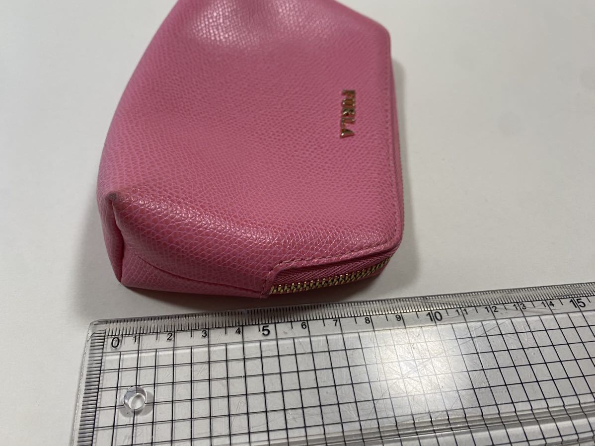 FURLA フルラ　小物入れ ポーチ レザー ピンク系 革　中古　美品_画像5