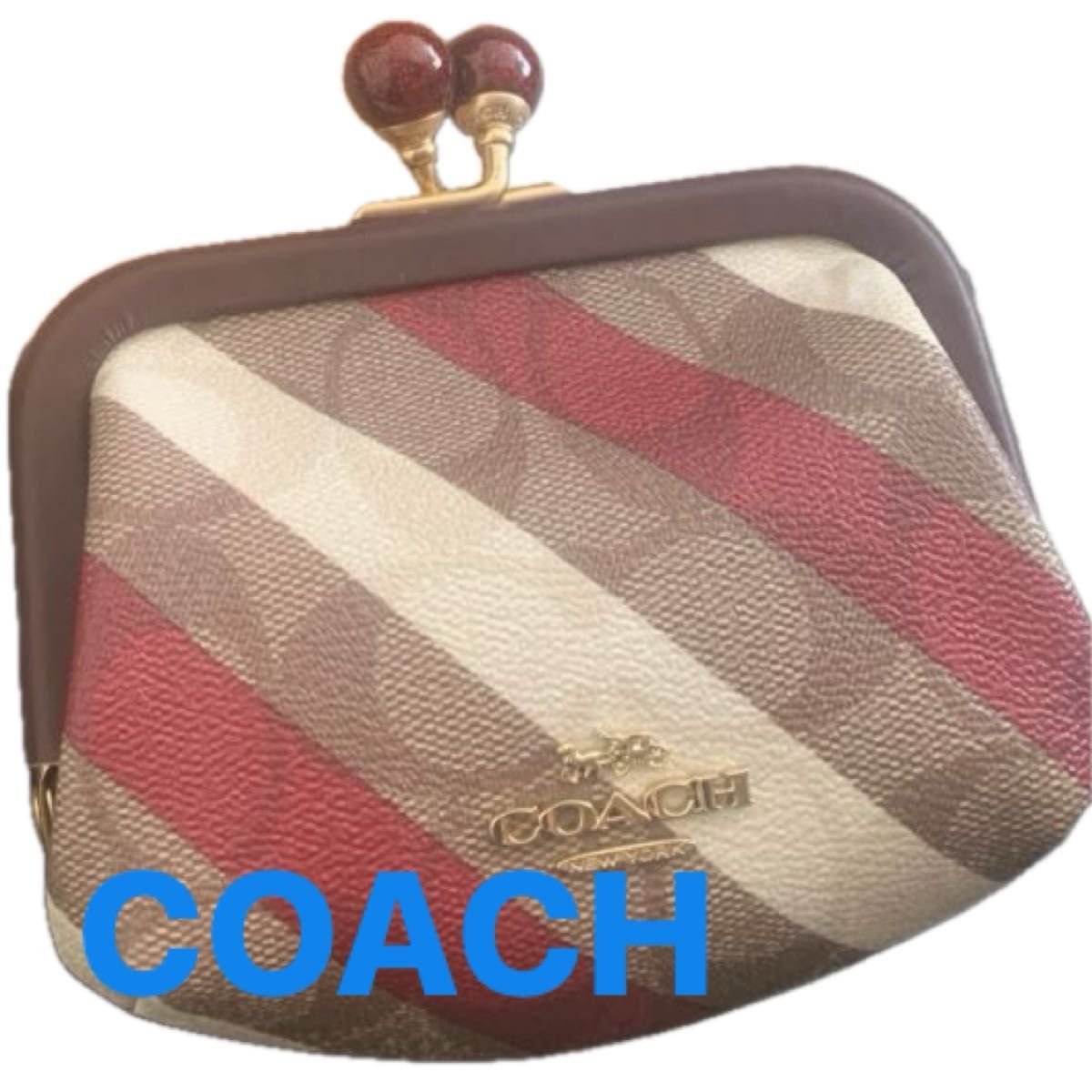 値下げ！美品 COACH がま口財布 がま口ポーチ 小物入れ シグネチャー柄 付属品無し