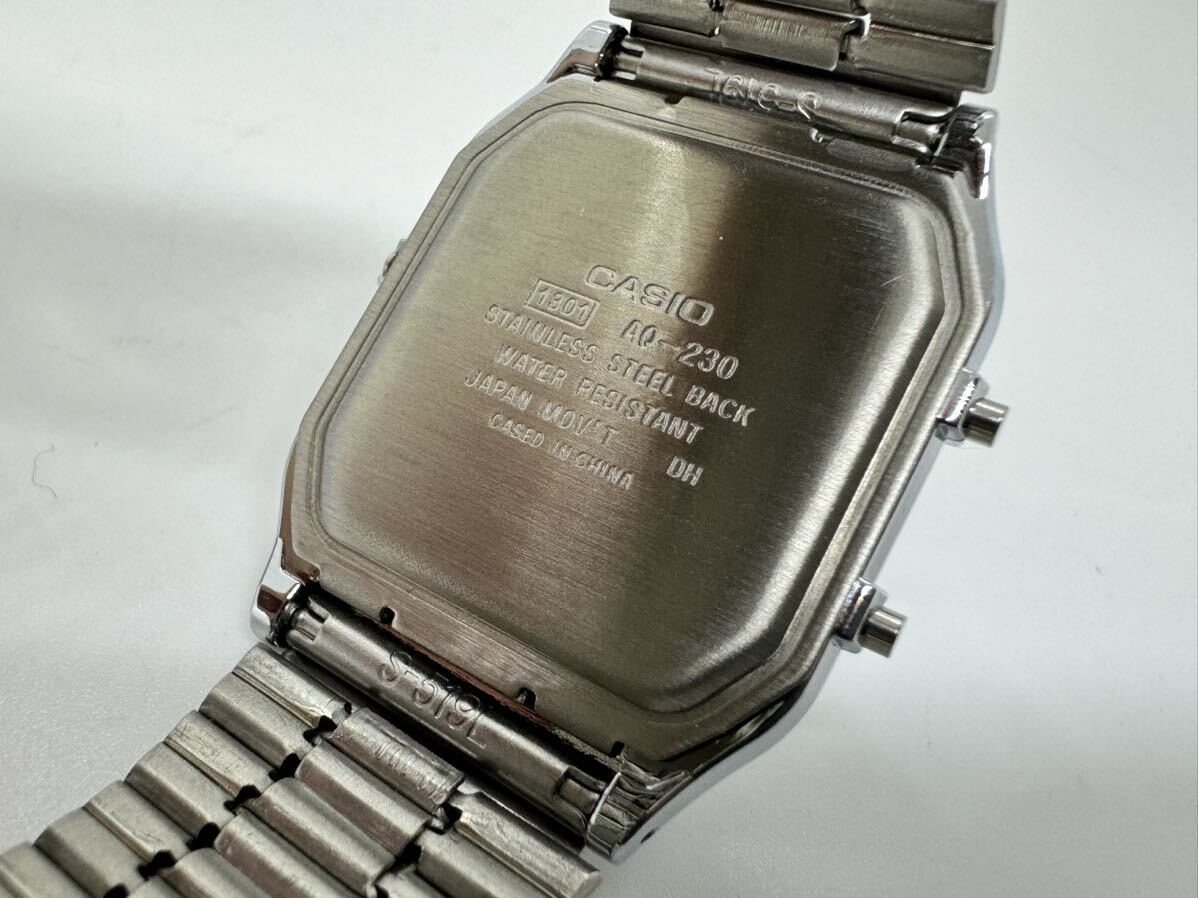 ◇美品 カシオ CASIO 2針 デジタル 純正ベルト AQ-230 男性用 メンズ 腕時計 箱付_画像8