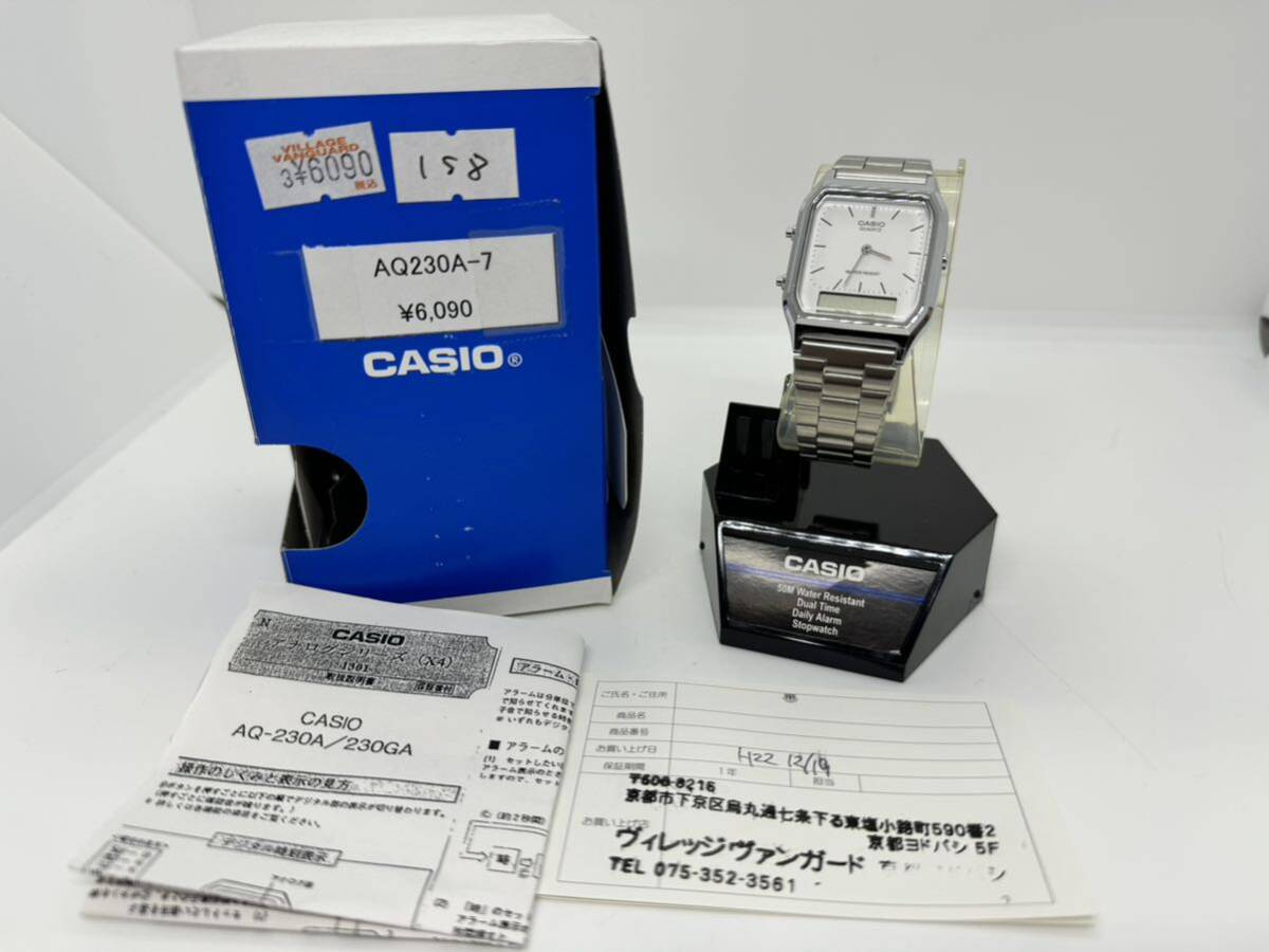 ◇美品 カシオ CASIO 2針 デジタル 純正ベルト AQ-230 男性用 メンズ 腕時計 箱付_画像1