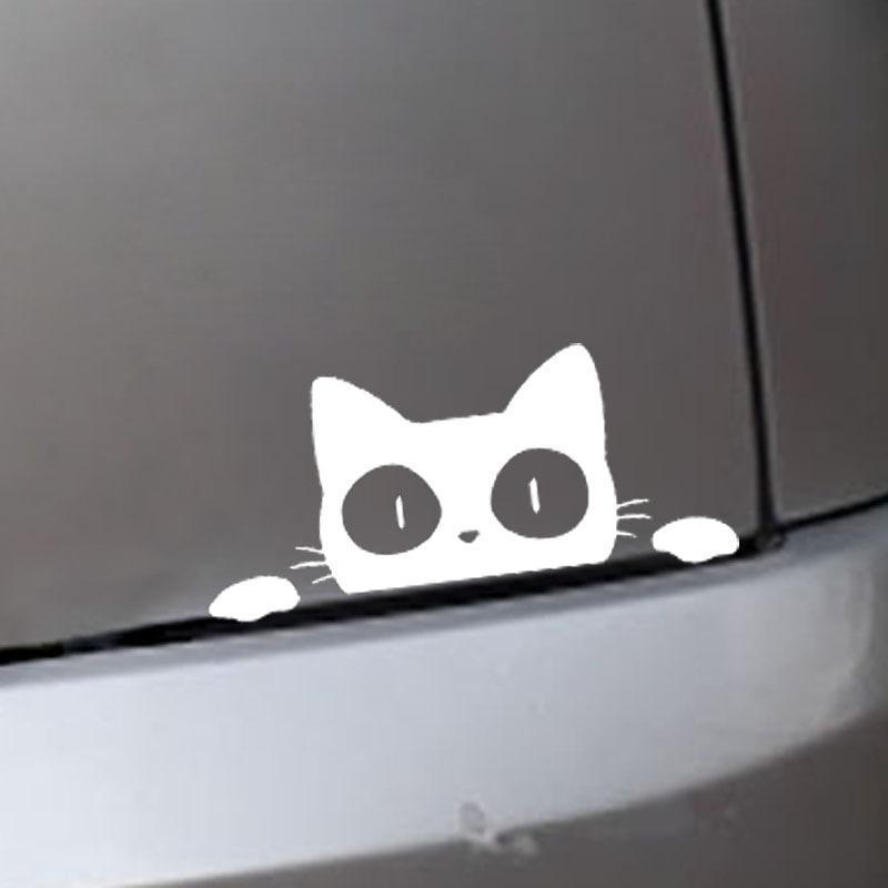 車 ステッカー 猫 ねこ カーステッカー シール おもしろ かわいい 白 バイク 単車 ヘルメット デコレーション_画像5